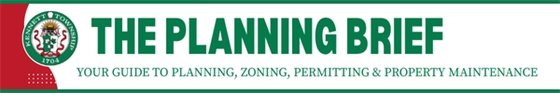 Planning Brief decorative banner, red and green with township seal