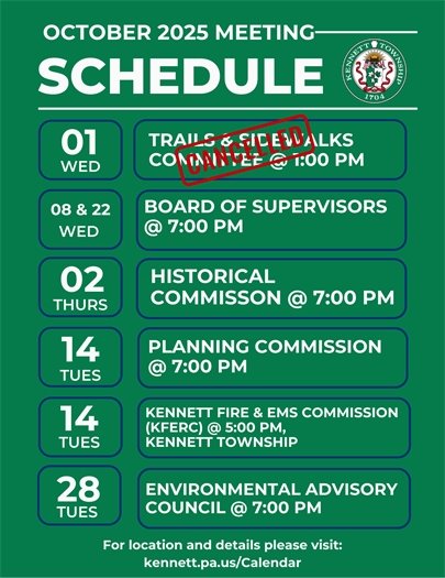 October 2025 Meeting Schedule