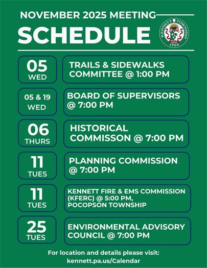 November Monthly Meeting Schedule 