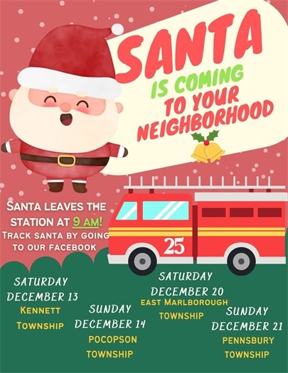 Flyer from Longwood Fire Company-Santa is coming to your neighborhood