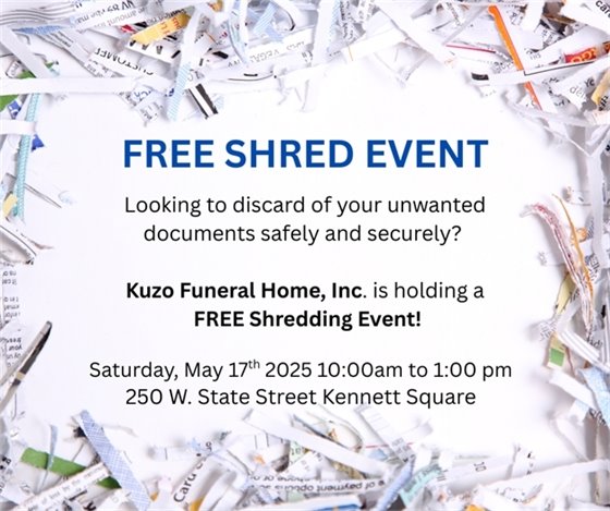 Free Shredding Event 5/17/25 