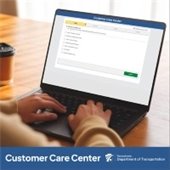 PennDOT Customer Care Center - picture of laptop with website open