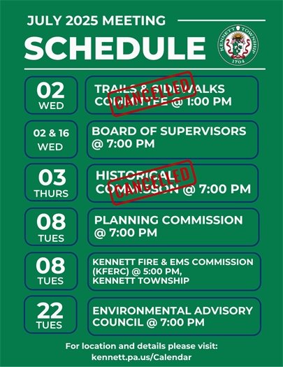 July Meeting Schedule