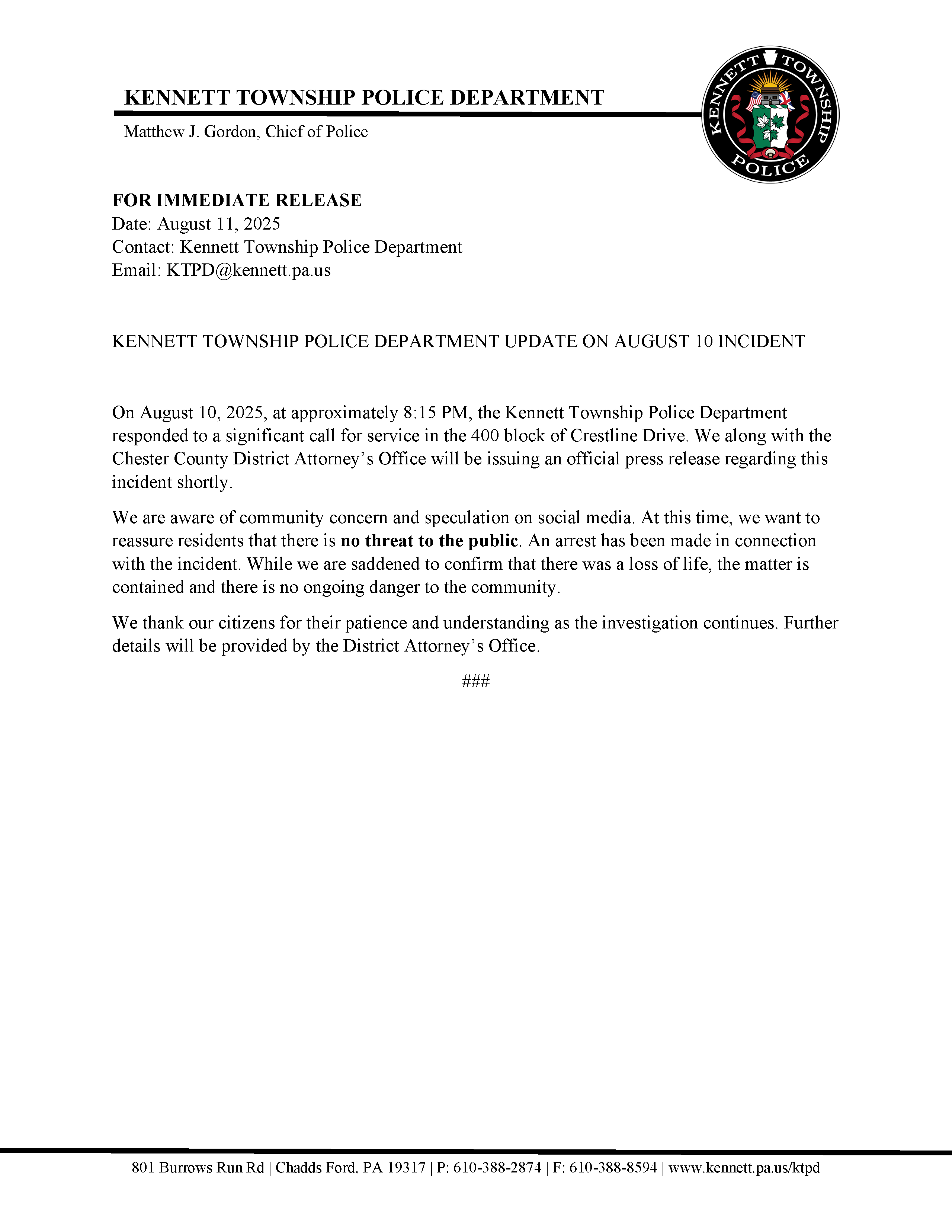 08112025 PR No Threat to Public